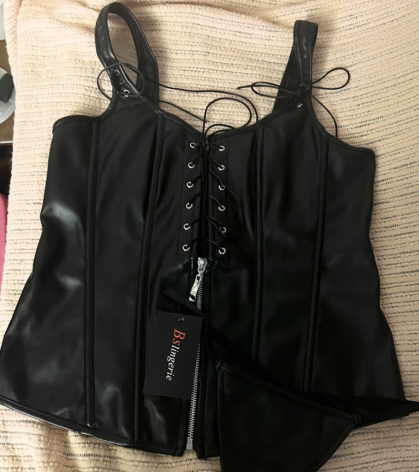 Black Corset and Accessories (undies & Garter)