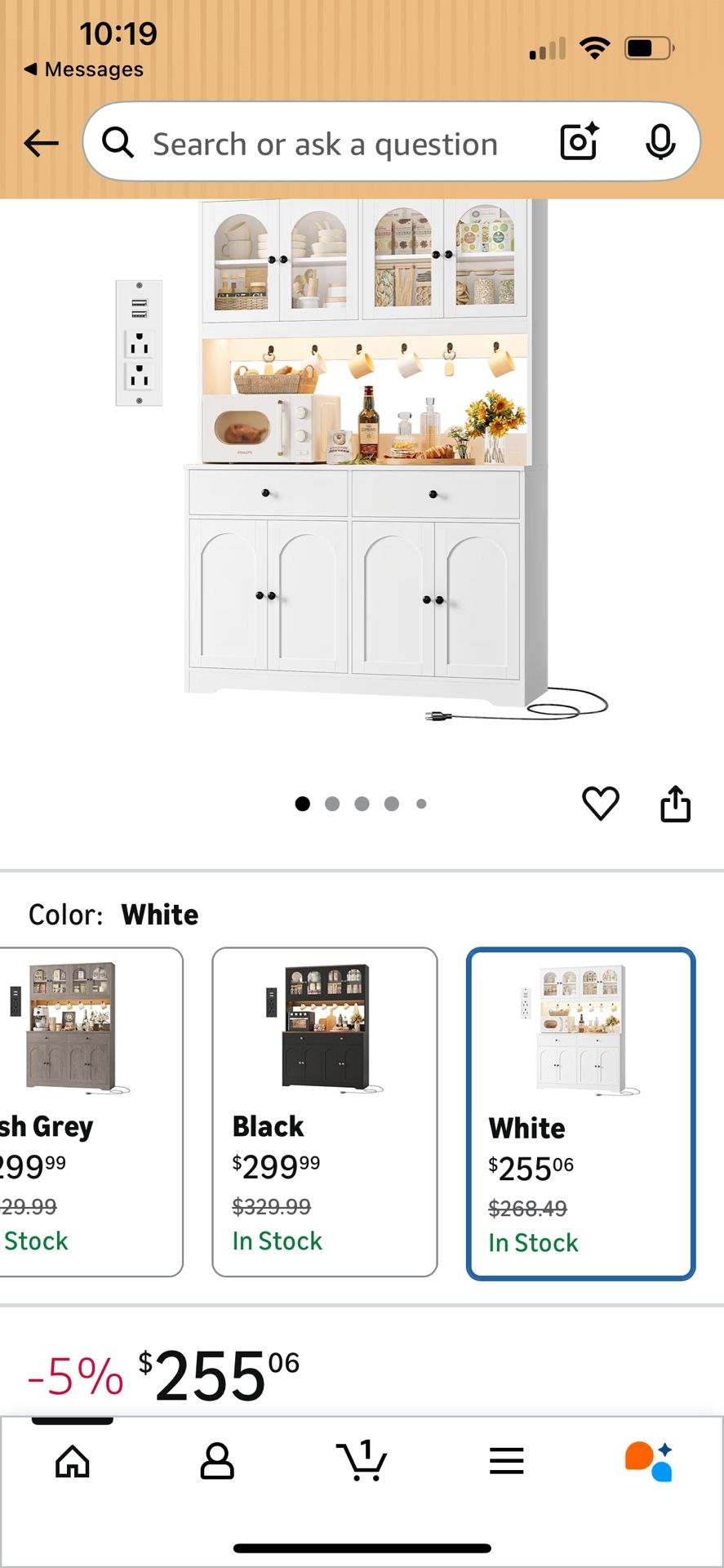 Kitchen Cabinet With A Power Outlet & LED Light