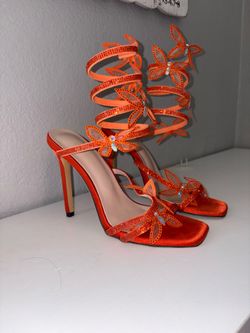 Orange high heels size 6