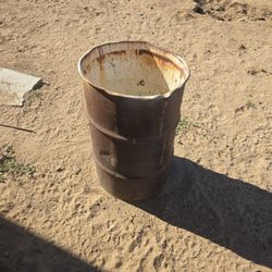 Old School Metal Barrel Garbage Can