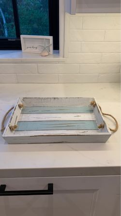 Aqua & White Tray