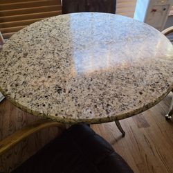 Marble Kitchen Table And 3 Leather Chairs