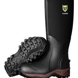 TIDEWE Rubber Neoprene Boots Size 8 Waterproof Black, Brown