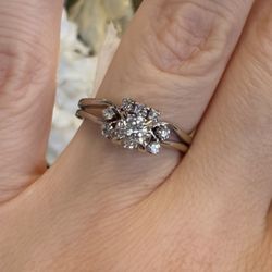 14K Gold Natural Old Euro Cut Diamonds Ring 