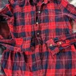 Polly And Esther Red And Blue Button Down Plaid Shirt 
