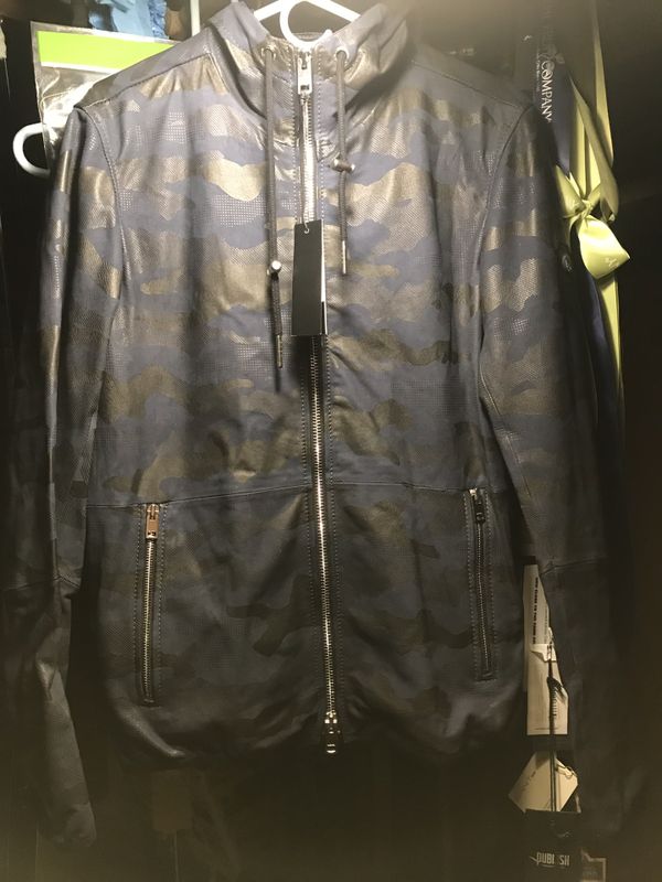 Men S Sel Leather Camo Hoody Jacket Midnight Blue Large For In Portland Or Offerup