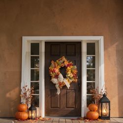 22”inch Artificial fall wreath for front door