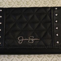 Jessica Simpson Black Faux Leather Bifold Waller