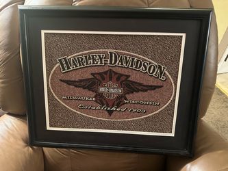 Framed Harley-Davidson Embroidered Logo Art