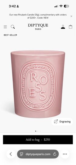 Diptyque Pink Roses Ceramic Candle (Used)