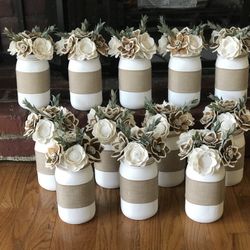 Wood Flowers Centerpieces 