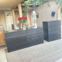 2 IKEA Black Dressers Set 