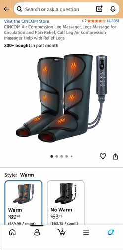 Air compression leg massager with heat