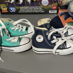 Two Pairs Of Toddler High Top Converse 