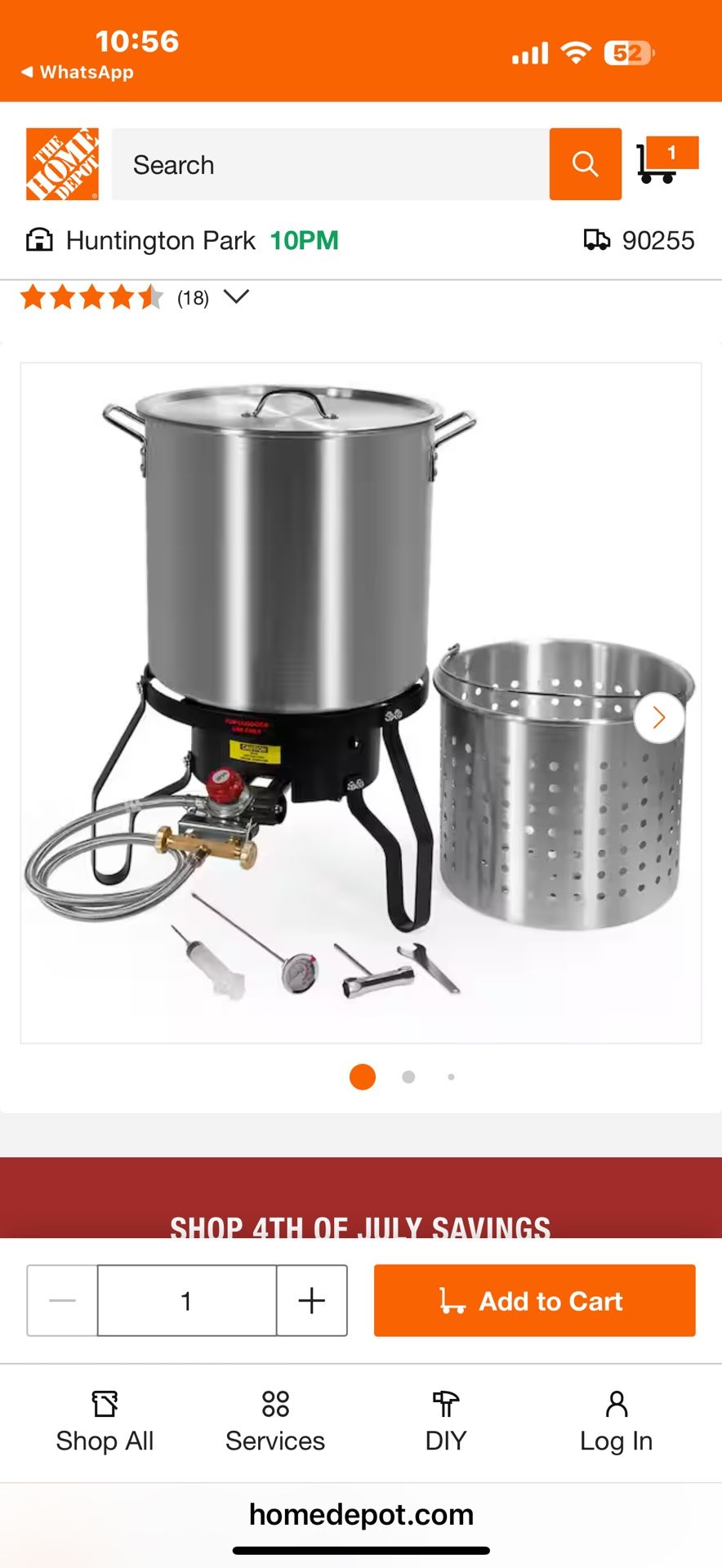 52 Qt. X-Large Outdoor Aluminum Turkey Deep Fryer Pot and Burner Kit
