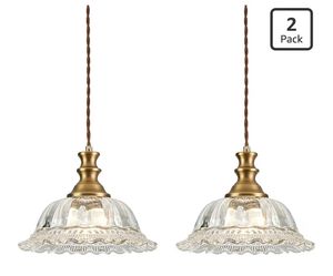 (Brand New in Box)  HDDFL 2 Pack Glass Pendant Lights Modern Pendant Lighting Fixtures Hanging Lamp Brushed Finish Hanging Light Fixture for Kitchen I