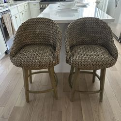 POTTERY BARN SEAGRASS SWIVEL CHAIRS