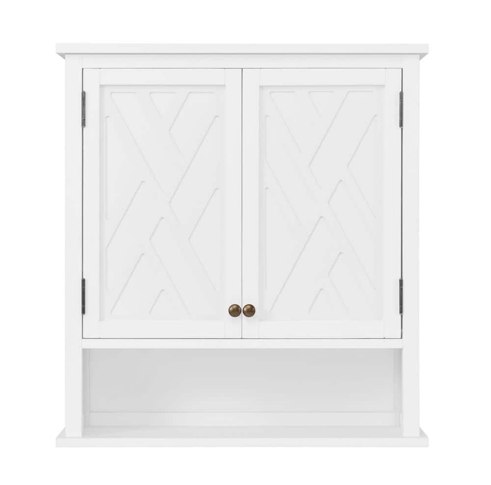 Alaterre Furniture Coventry 27 in. W Wall Cabinet with Two Doors and Open Shelf in White