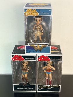 Lot of 3 - Funko Rock Candy Wonder Woman Figures 5 Inch Collectible