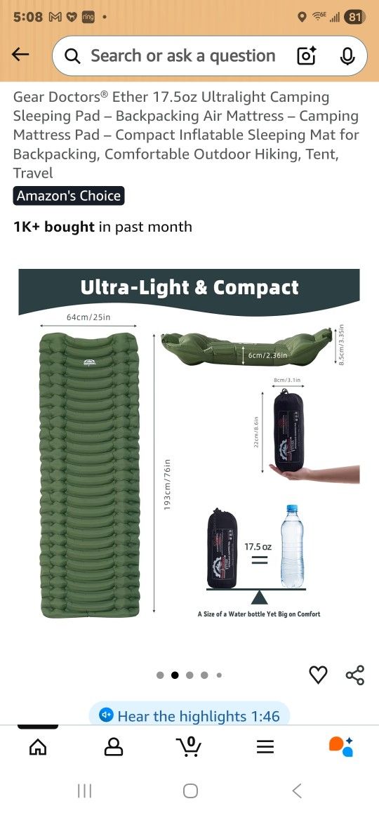 Camping Sleeping Pad GEAR DOCTORS