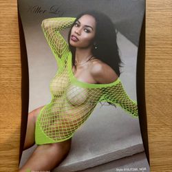 Neon Green Fishnet Bodysuit