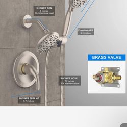 Shower System with Handheld Shower and Rain Shower Combo Set High Pressure 5-spray Dual 2 in 1C11