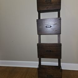 Dark Wood Leaning Ladder Shelf
