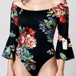 Floral Long Sleeve Bodysuit Top