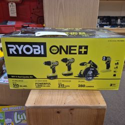NEW Ryobi 18 Volt One+ 4 Tool Combo Kit PCL1400K2