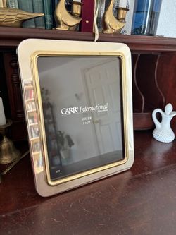 Carr international 8x10 Silver Plated Frame Gold Accent Art Deco Easel