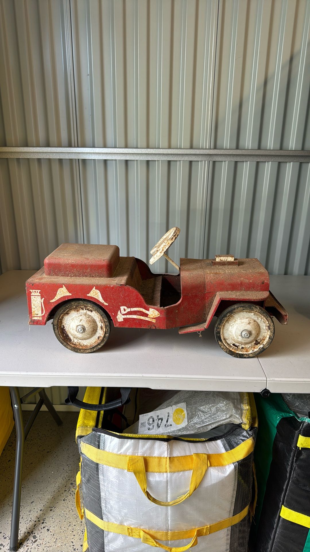 Vintage Structo Jeep Fire Department Pumper Truck No 26 Ride On Toy Very Rare