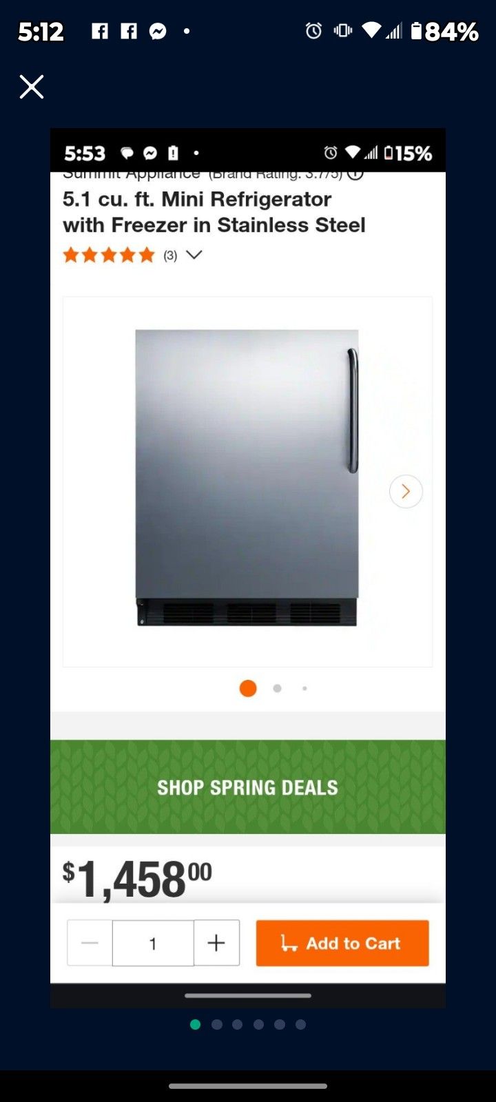 5.1 Cubic Ft Mini Fridge With Freezer In Stainless Steel