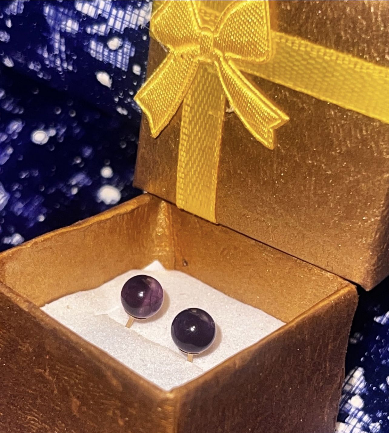 🍇 14K Gold Amethyst Ball Stud Earrings
