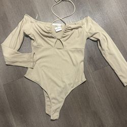 Lush Tan Off-Shoulder crisscross Bodysuit