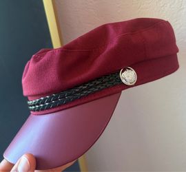 British Burgundy Beret Brim Captain Hat