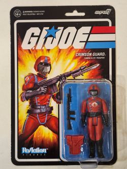 SUPER 7 REACTION FIGURES. G.I.JOE. CRIMSON GUARD. COBRA ELITE TROOPER. 3.75 " ACTION FIGURE.