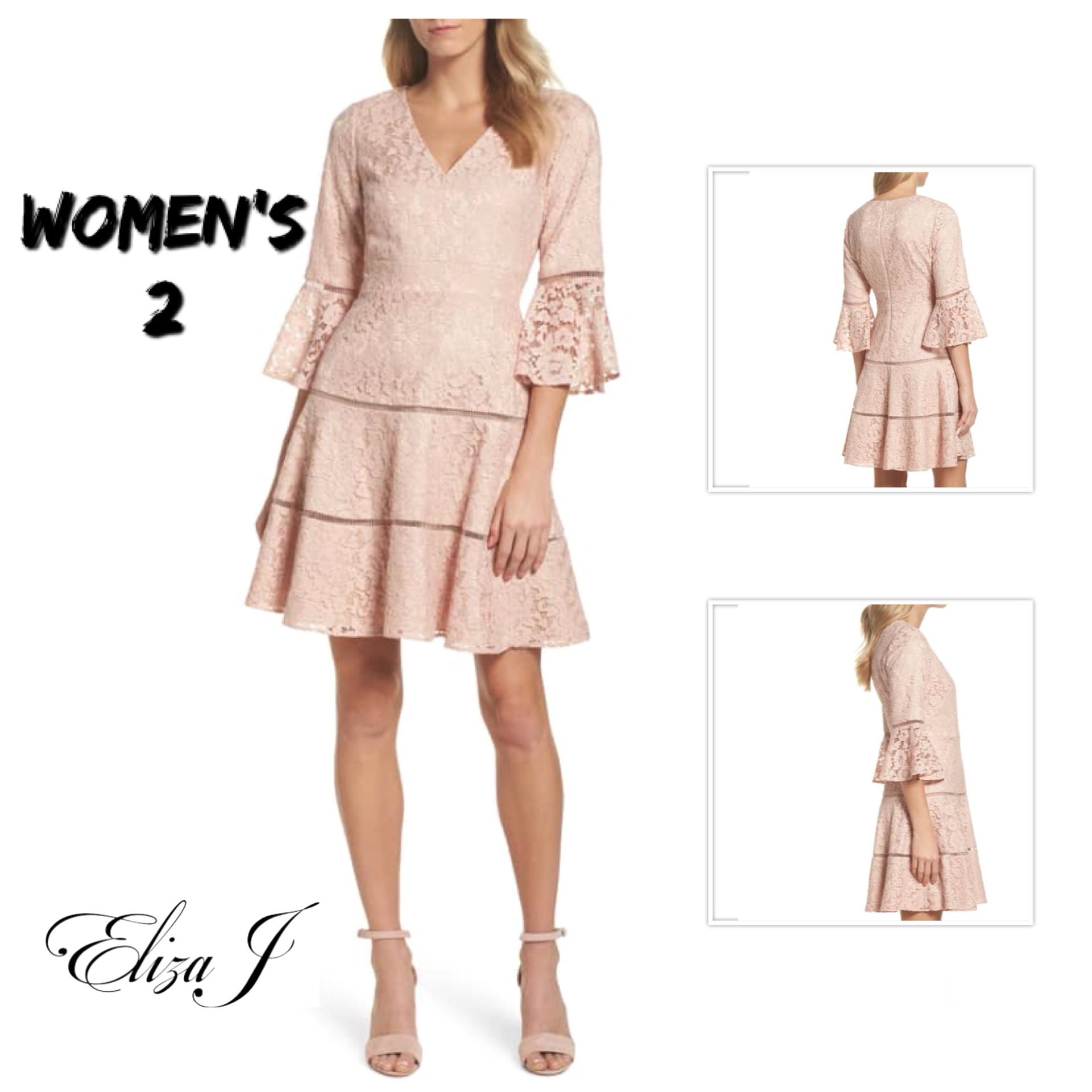 Final Sale NWT Women’s Designer Eliza j bell sleeve lace dress Sz 2
