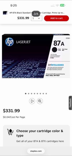 HP 87A Black LaserJet Toner Cartridge