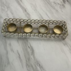 4 Candle Gold Crystal Holder 
