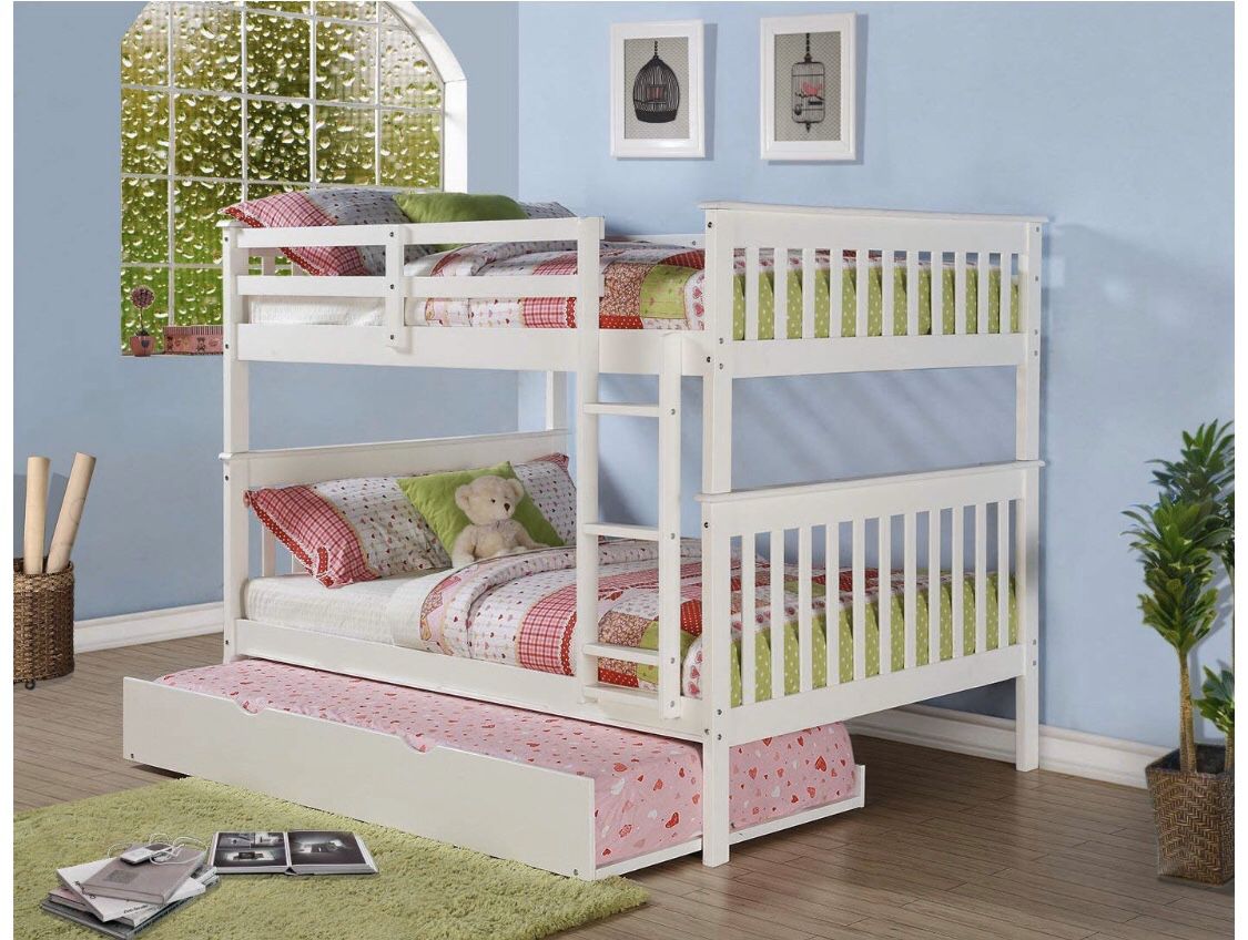 Bunk bed full on full mission style with single pullout bed $649 original price