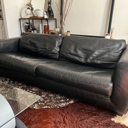 Italian Black Leather Couch
