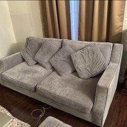 Grey Sofa, Side Chair And Ottoman