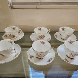 Vintage Coalport "Fragrance" 6 teacup and saucer sets