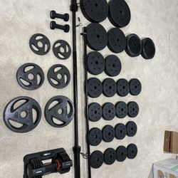 Complete Set Of Dumbbells, Bars, Weights 