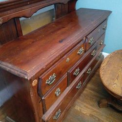 Bedroom Dresser And Drawer Set With Top Mirror And Shelves