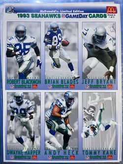 1993 McDonald's Seahawks NFL GameDay Cards