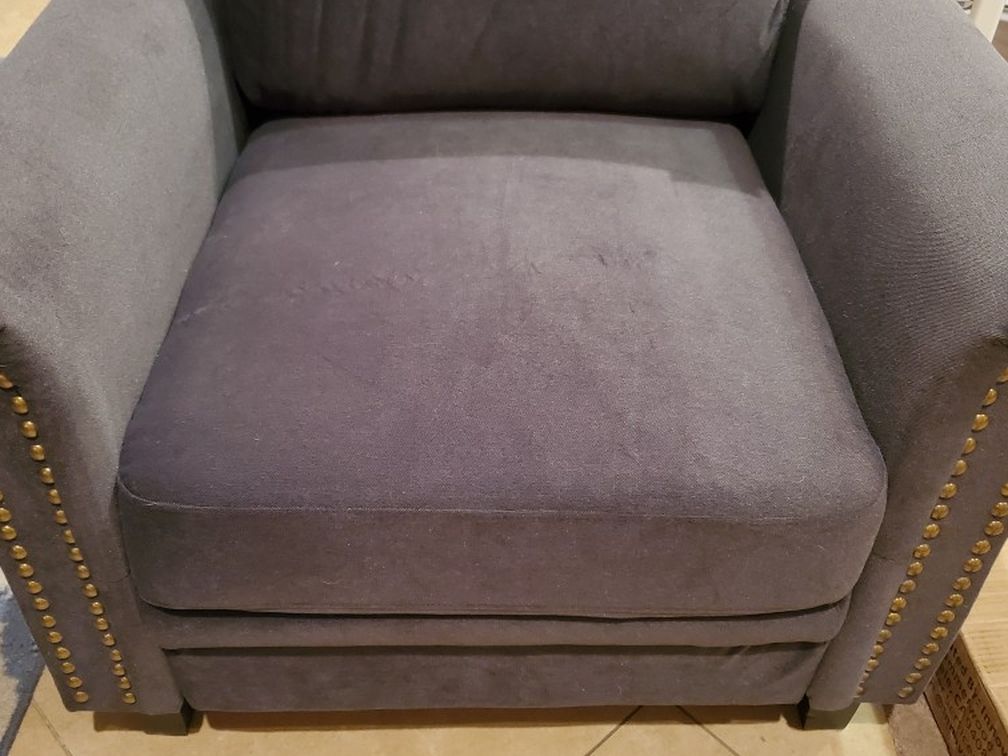 *Brand New* Microfiber Club Chair With Rolled Arms, Dark Grey