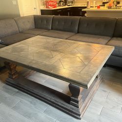 Beige Wooden Coffee Table - Large And Heavy 