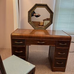Antique Dresser With Mirror And Chair