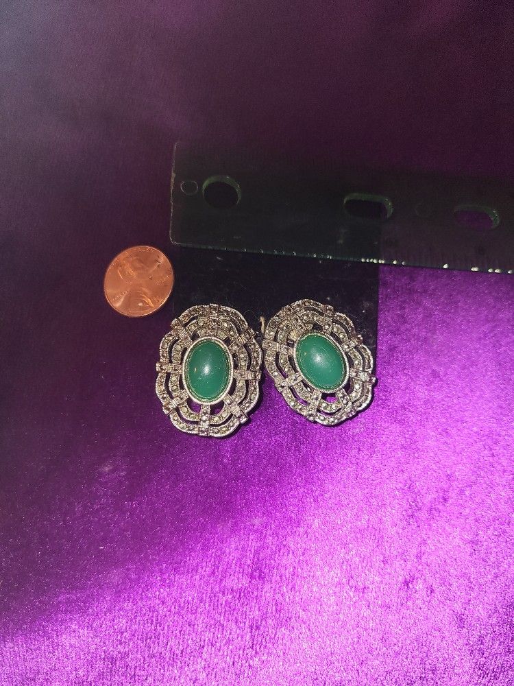 Glamorous Marcasite Clip Earrings